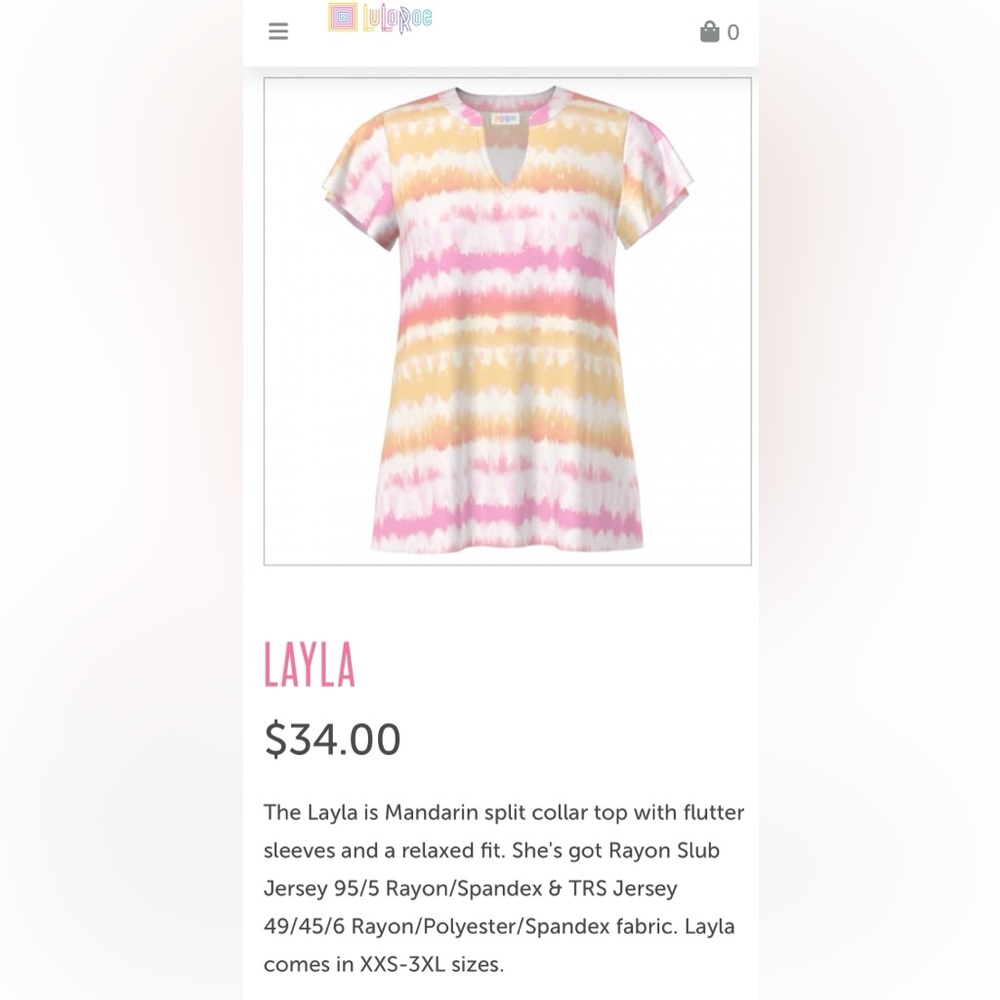 NWT LuLaRoe Layla tie dye top size small